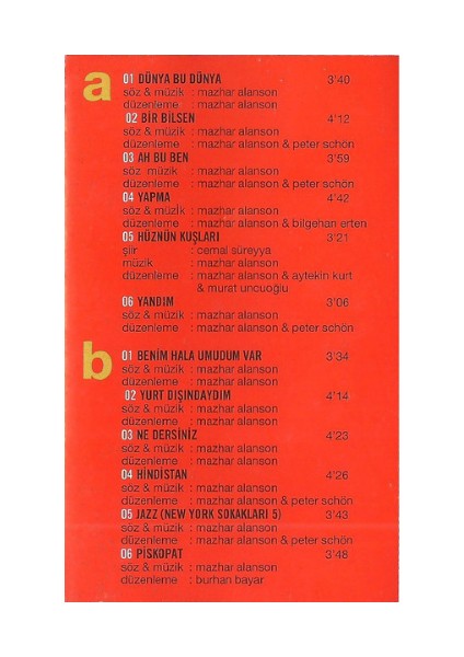 Mazhar Alanson – Türk Lokumuyla Tatlı Rüyalar – Koleksiyon Ürünü – Kaset- 2002 fiyatları