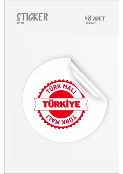 Türk Malı Yuvarlak Etiket 3 cm 48 Adet