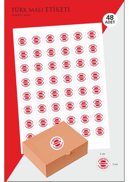 Türk Malı Yuvarlak Etiket 3 cm 48 Adet modelleri