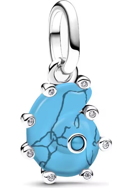 Mavi Deniz Salyangozu Sallantılı Gümüş Charm