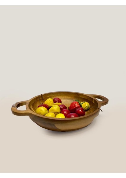 Akasya Kulplu 4'lü Sunum Tabak/kase 15CM