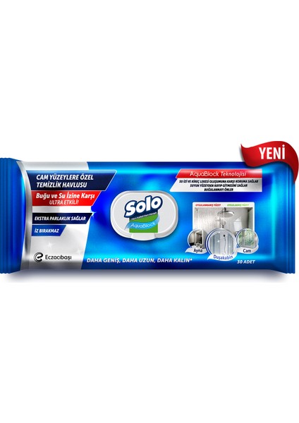 Aquablock Cam Yüzeylere Özel Temizlik Havlusu 30 Yaprak