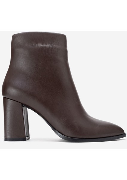 Kadın Yüksek Topuklu Bilek Bot Gerçek Deri Rc 311 Kahverengi