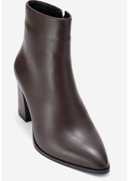 Kadın Yüksek Topuklu Bilek Bot Gerçek Deri Rc 311 Kahverengi modelleri