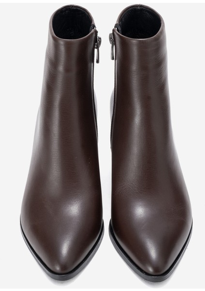 Kadın Yüksek Topuklu Bilek Bot Gerçek Deri Rc 311 Kahverengi indirimleri