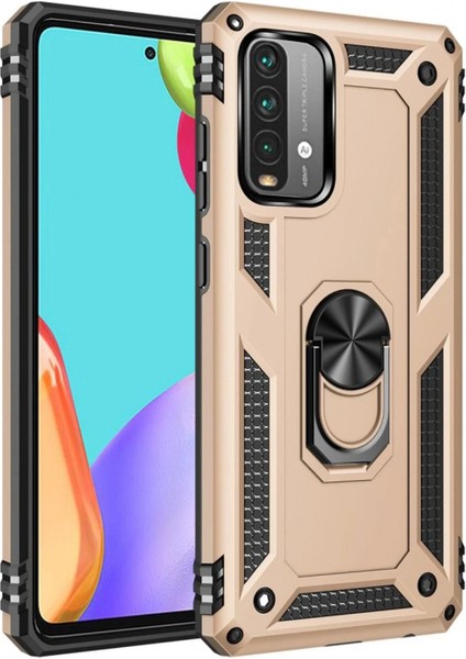 Xiaomi Redmi 9t Kılıf Sofya Yüzüklü Silikon Kapak - Gold