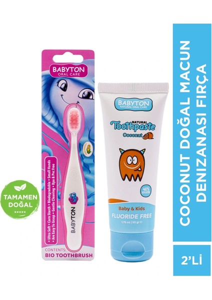 Hindistan Cevizi Doğal Diş Macun ve Denizanası Diş Fırça 2 li set