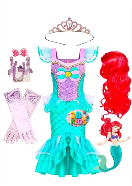 Peruklu Deniz Kızı Kostüm Seti