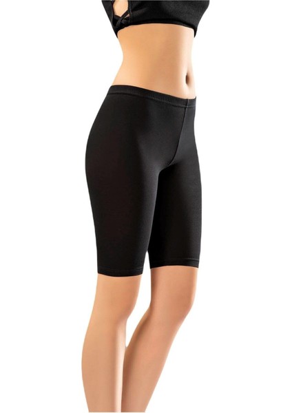 Siyah Pamuklu Dizüstü Kadın Tayt