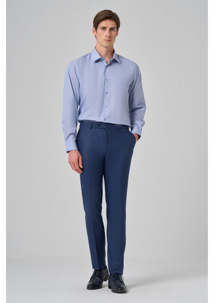 Erkek Lacivert Klasik Slim Fit Dar Kesim Pantolon fırsatları