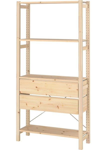 Çekmeceli raf ünitesi, çam, 89x30x179 cm