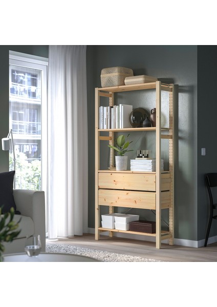 Çekmeceli raf ünitesi, çam, 89x30x179 cm fiyatları