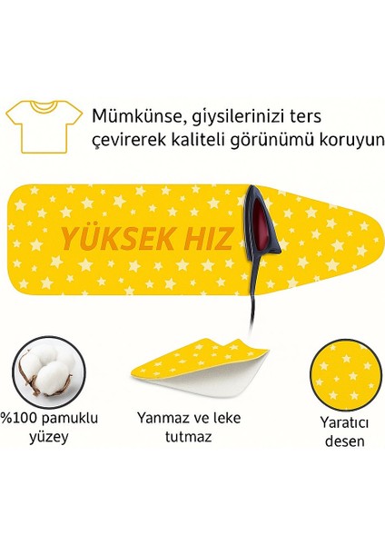 Sarı Yıldız Desenli Ütü Masası Bezi fırsatları