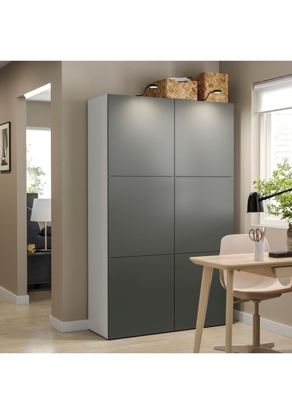 Dolap kombinasyonu, beyaz-koyu gri, 120x42x193 cm, LAPPVIKEN fırsatları