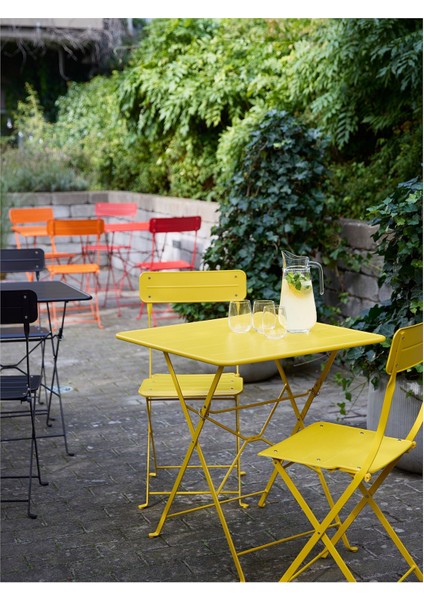 Katlanabilir Masa, Parlak Sarı, 65X65 cm fırsatları