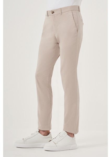 Erkek Bej Yazlık Pamuk Yan Cep Slim Fit Chino Pantolon fiyatları