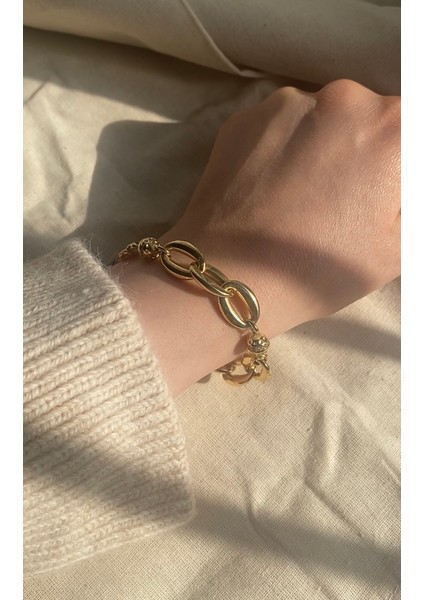 14 Ayar Altın Top Taşlı Halka Zincir Bileklik fiyatları