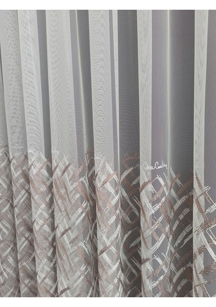 Eteği Nakışlı Grek Zeminli Pileli Kırışmaz Tül Perde fiyatları