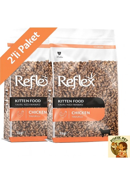Kitten Tavuklu Yavru Kedi Maması 1 kg x 2 Adet (Toplam 2 Kg) 2 Li Fırsat Paketi