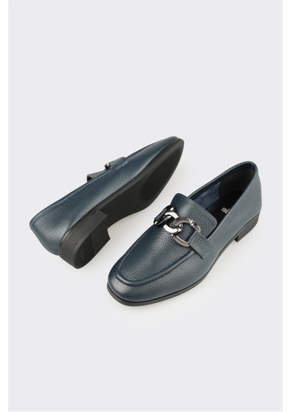 Lacivert Deri Kadın Günlük Ayakkabı modelleri