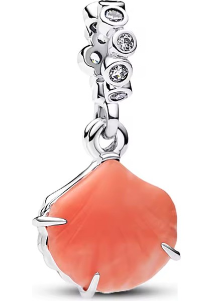 Pembe Mercan Kayalığı Sallantılı Gümüş Charm