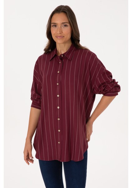 Kadın Plum Gömlek Desenli 50308768-VR177