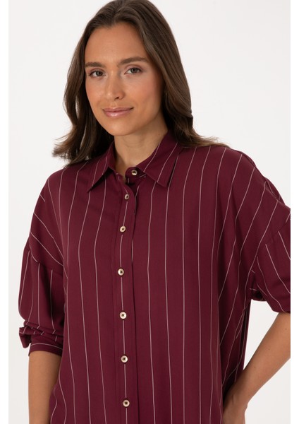 Kadın Plum Gömlek Desenli 50308768-VR177 fiyatları