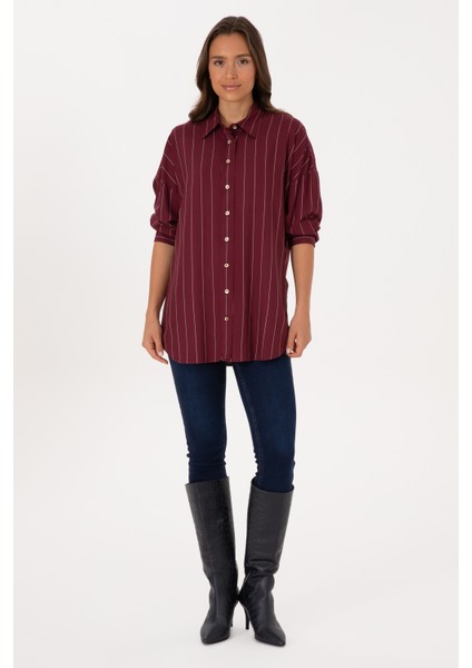 Kadın Plum Gömlek Desenli 50308768-VR177 fırsatları