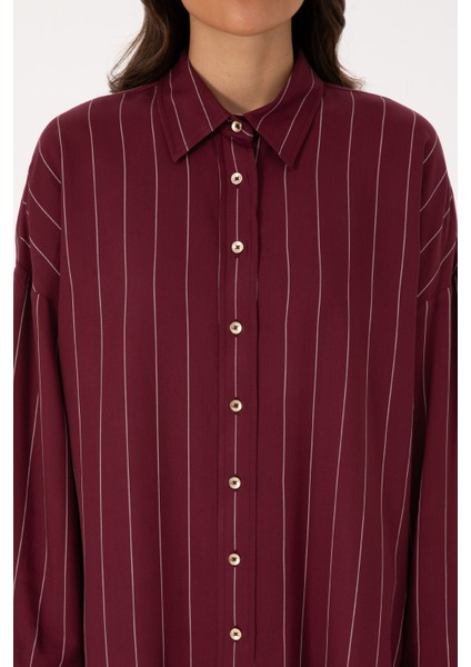 Kadın Plum Gömlek Desenli 50308768-VR177