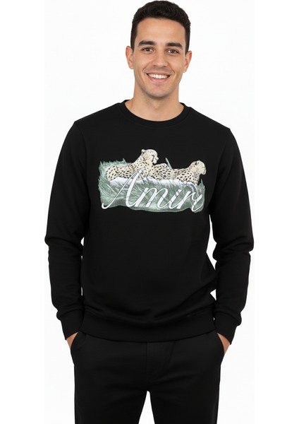 Erkek Sweatshirt Regular Fit Pamuklu Kumaş Iki Iplik Baskılı OPES26AMRMOD15