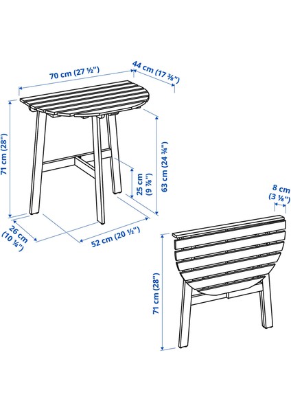 Duvar masası ve katlanabilir sandalye seti, koyu kahve, kuddarna açık gri-bej, 1 sandalyeli fırsatları