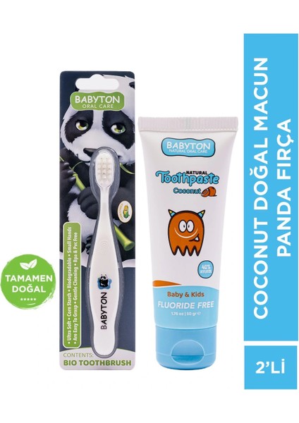 Hindistan Cevizi Doğal Diş Macun ve Panda Diş Fırça 2 li set