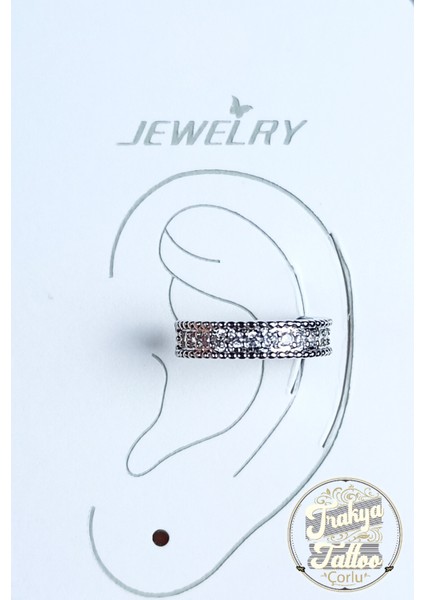 Gümüş Renk Zirkon Taşlı Sıkıştırmalı Halka Kıkırdak Küpe Earcuff fiyatları