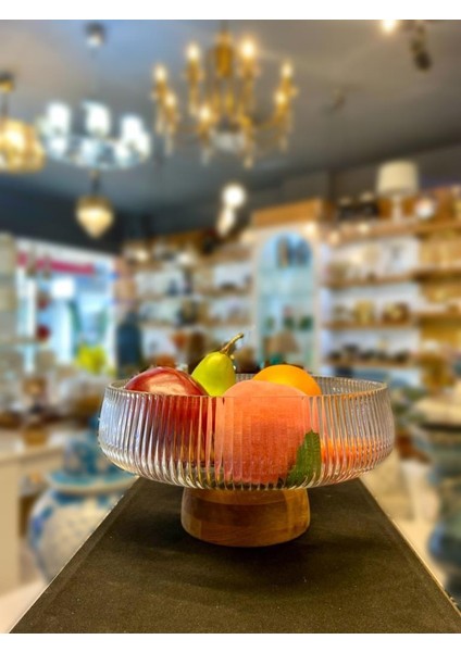 Akasya Ayaklı Cam Kase 24X12CM