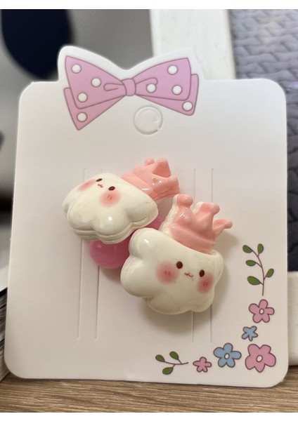 Bulut Figürlü Kız Çocuk Lastikli Toka