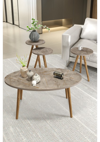 Orta Sehpa ve 3 Lü Zigon Sehpa Torna Elips Gordion fırsatları