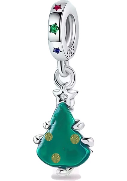 Sarı Noktalı Işıltılı Yılbaşı Ağacı Sallantılı Charm
