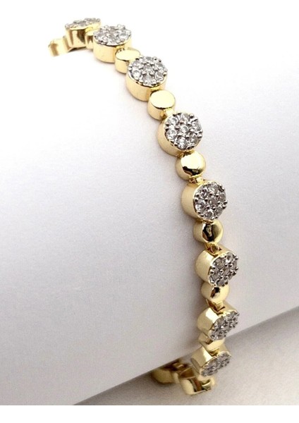 Crystal Sphere Kuyumcu Işçiliği 14K Altın Kaplama Premium Seri Kadın Çelik Bileklik