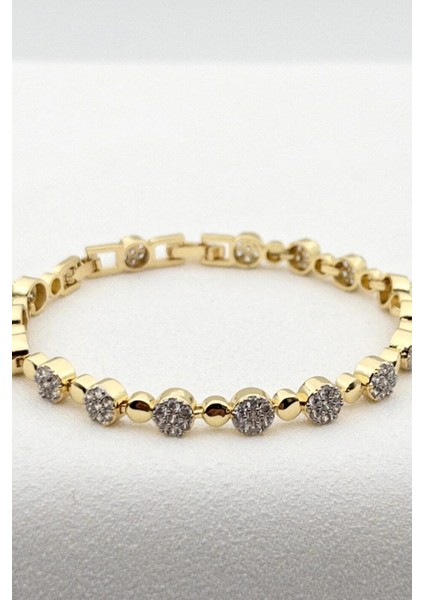 Crystal Sphere Kuyumcu Işçiliği 14K Altın Kaplama Premium Seri Kadın Çelik Bileklik