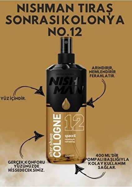 Tıraş Kolonyası 12 Space X Rahatlatıcı ve Ferahlatıcı 400 ml Özel Edition modelleri