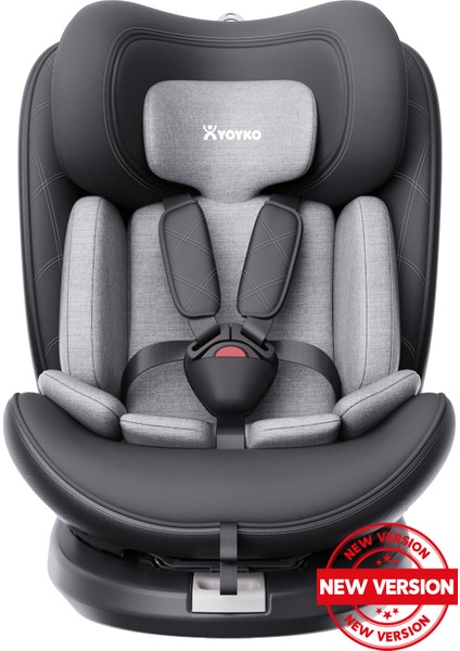 Ultimate 360 ° Dönebilir Yatabilir 0-36 Kg Deri Oto Koltuğu ISOFIX/SIP/LATCH Gri