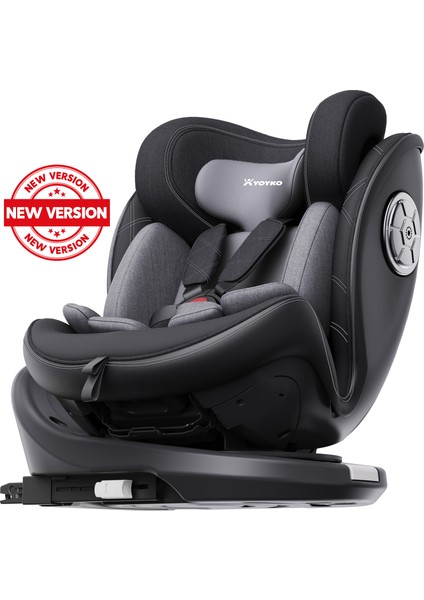Ultimate 360 ° Dönebilir Yatabilir 0-36 Kg Deri Oto Koltuğu ISOFIX/SIP/LATCH Gri fırsatları