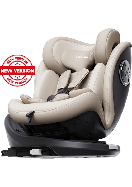 Ultimate 360 ° Dönebilir Yatabilir 0-36 Kg Deri Oto Koltuğu ISOFIX/SIP/LATCH Krem modelleri