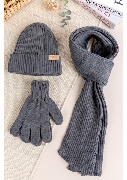 Garson Model 9-15 Yaş Erkek Çocuk Atkı Bere Eldiven Takımı