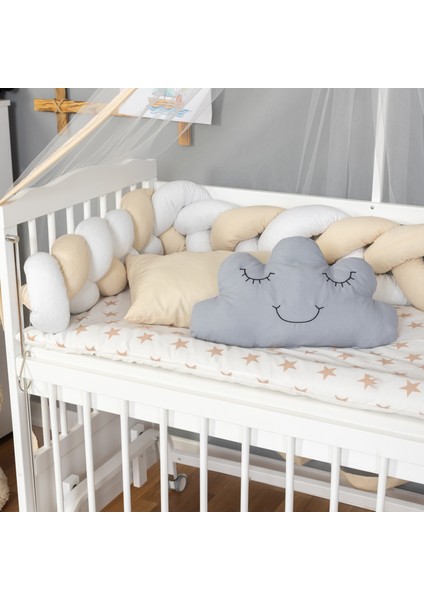 Ahşap Beşik Anne Yanı Beşik Beyaz 60X120 - Krem Beyaz Örgü Uyku Seti Seti + Yatak + Tekerlekli fiyatları