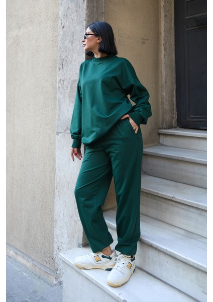 Regular Fit 2'li Takım Sweatshirt Beli Lastikli Jogger Eşofman Altı fiyatları