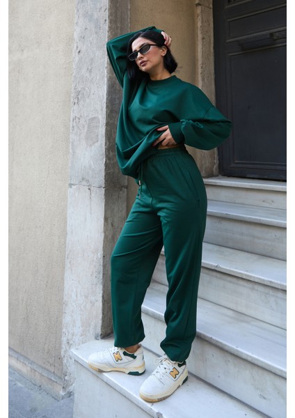 Regular Fit 2'li Takım Sweatshirt Beli Lastikli Jogger Eşofman Altı fırsatları
