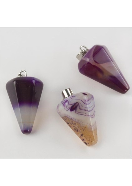 Msa-Shop Akik Pandül Doğaltaş Kolye Ucu-Mor