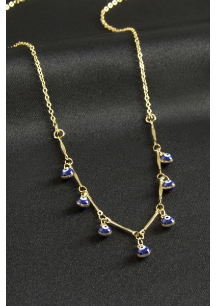 Msa-Shop Top Nazarlı Mineli Kolye-Mavi