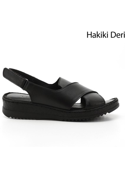 Gön Hakiki Deri Dolgu Taban Sandalet 45836